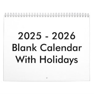 24 Monate Blanker Kalender 2025 - 2026 mit Feierta