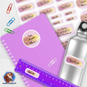 24 Namensaufkleber Pinselstrich Lila - Glitzer | Aufkleber