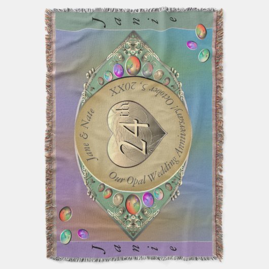 24. Opal Wedding Anniversary Throw Blanket Decke (Vorderseite Vertikal)