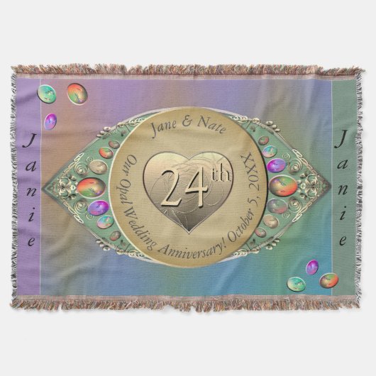 24. Opal Wedding Anniversary Throw Blanket Decke (Vorderseite)