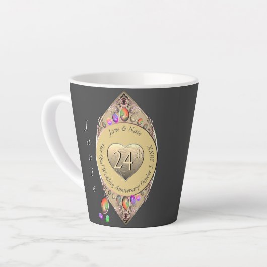 24. Opal Wedding Jubiläum Latte Tasse (Linke Ecke)