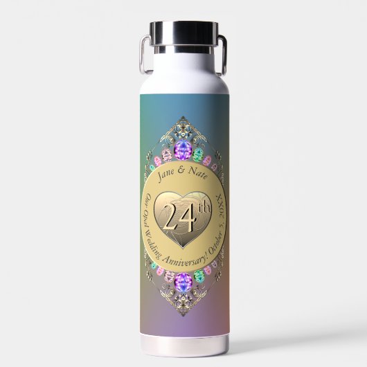 24. Opal Wedding Jubiläum Trinkflasche (Vorne)