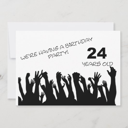 24. Party Einladung mit jubelnden Menschenmengen (Vorderseite)