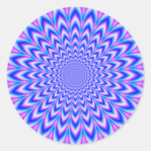 24 Punkte Pulse in Blau, Rosa und Violett Runder Aufkleber