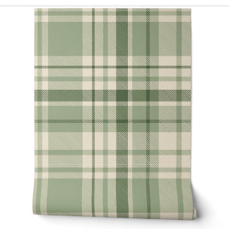24" Salbeigrünes Tartan Karomuster Tapete