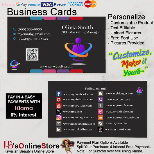 24 Social Media Link Business Cards Visitenkarte