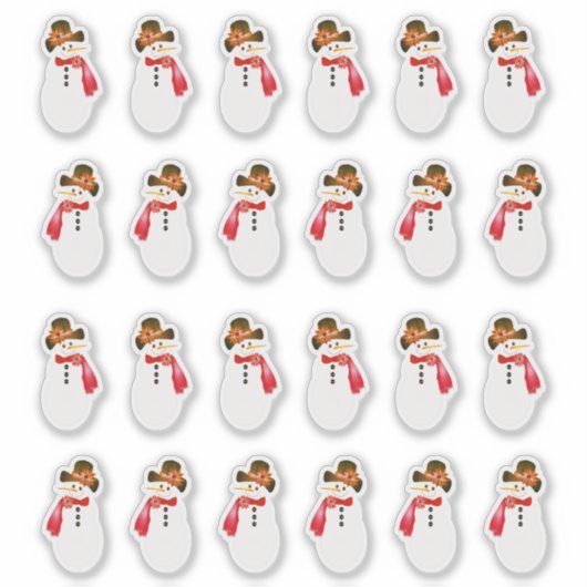 24 Stück Snowman Sticker (Vorderseite)