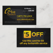 24 Stunden-Ausrück-Visitenkarte Rabattkarte (Vorne/Hinten)