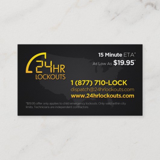 24 Stunden-Ausrück-Visitenkarte Rabattkarte (Vorderseite)
