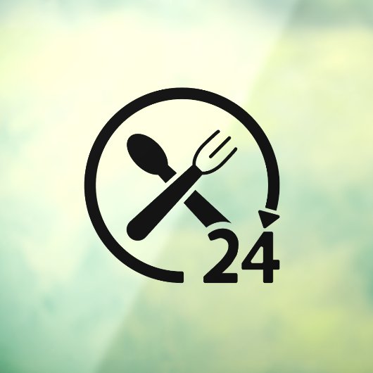 24 Stunden geöffnet Restaurant Business Black Fensteraufkleber (Blatt 3)