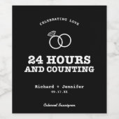 24 Stunden und zählen Hochzeit Probe Black Weinetikett (Einzelnes Label)