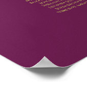 24 Tabelle Cassis Lila Gold Wedding Seating Chart Poster (Ecke)