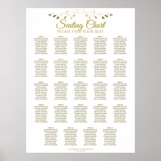 24 Tabelle Einfache schicke Gold Hochzeitskarte Poster (Vorne)