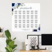 24 Tabelle Elegante blaue Rose Hochzeitstabelle Poster (Heimbüro)