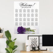 24 Tabelle Royal Lila Rose Hochzeitssitzkarte Poster (Heimbüro)