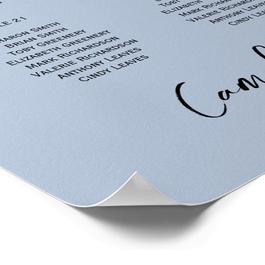 24 Tabelle Rustic Dusty Blue FOTO SITZPLATTE Poster (Ecke)