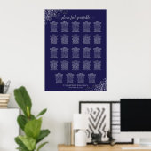 24 Tabelle Silver & Navy Blue Wedding Seating Char Poster (Heimbüro)