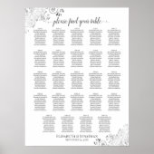 24 Tabelle Silver & White Chic Hochzeitstabelle Poster (Vorne)