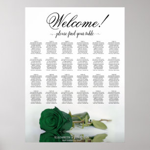 24 Tabelle Smaragdgrüne Rose Hochzeitstabelle Poster