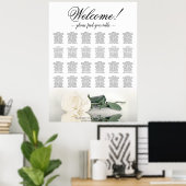 24 Tabelle Weißrosen Elegantes Hochzeitssortiment Poster (Heimbüro)