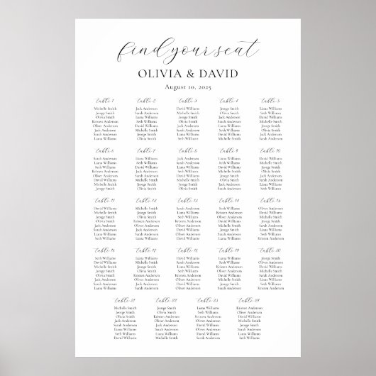 24 Tabellen Einfach Sitzplan finden Poster (Vorne)