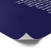 24 Table Elegant Navy Blue Wedding Seating Chart Poster (Ecke)