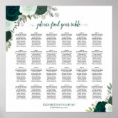 24 Table Emerald Boho Rose Hochzeitstabelle Poster (Vorne)