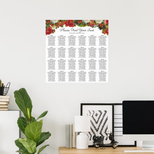 24 Tisch Fall Blume Hochzeitssitzdiagramm Poster (Heimbüro)