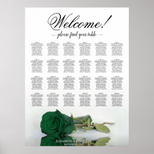 24-Tisch-Hochzeits-Sitzordnung Emeraldgrüne Rose Poster
