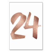 24 Tischnummern Weißes Metallisches Rosengold (Vorderseite)
