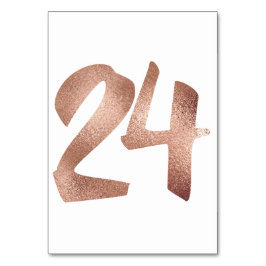 24 Tischnummern Weißes Metallisches Rosengold