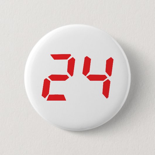 24 twenty-four digitale Zahl des Rot-Weckers Button (Vorderseite)