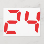 24 vierundzwanzig rote Wecker digitale Nummer Postkarte (Vorderseite)