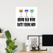 24" X 24" POSTER - GETRÄNKTER ALTER WEIN, DATUM JU (Heimbüro)