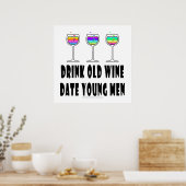 24" X 24" POSTER - GETRÄNKTER ALTER WEIN, DATUM JU (Küche)