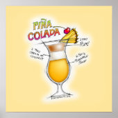 24" X 24" POSTER - PINA COLADA RECIPE COCKTAIL ART (Vorne)