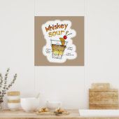 24" X 24" POSTER, WHISKEY SOUR RECIPE COCKTAIL ART POSTER (Küche)
