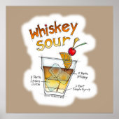 24" X 24" POSTER, WHISKEY SOUR RECIPE COCKTAIL ART POSTER (Vorne)
