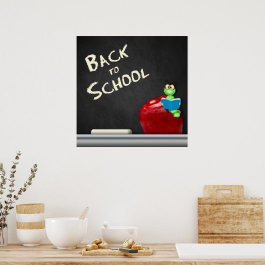 24" x 24", ZURÜCK ZUM SCHULposter/(Matte) BUCHWORM Poster (Küche)