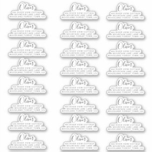 24 x Rücksendeadresse Klassische Signatur Schwarz- Aufkleber