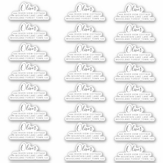 24 x Rücksendeadresse Klassische Signatur Schwarz- Aufkleber (Vorderseite)