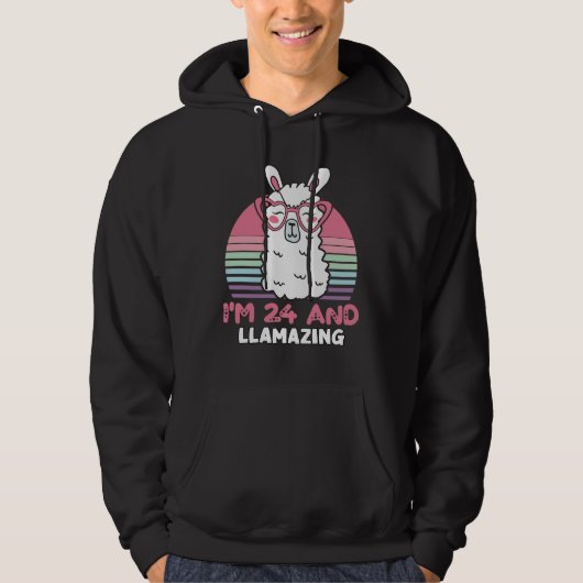 24 Year Old Bday Llamazing 24th Birthday Llama Hoodie (Vorderseite)