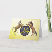 24 years old birthday card with rearing horses karte (Vorderseite)