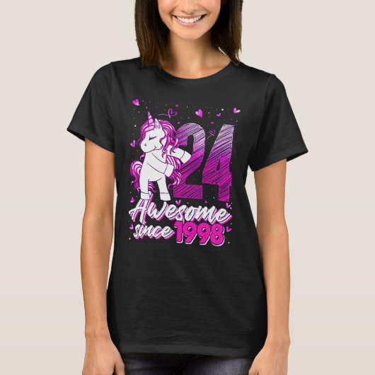 24 Years Old Unicorn Flossing 24th Birthday Unicor T-Shirt (Vorderseite)
