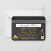 24K Black|Gold Kreditkarte Einladungen zum Geburts (Rückseite)