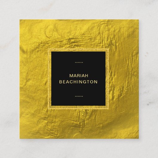 ~ 24k Gelber Gold Foil Gold Glitzer Schwarzer Rahm Quadratische Visitenkarte (Vorderseite)