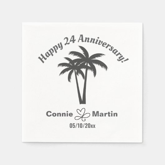24th Wedding Anniversary Palm Trees Serviette (Vorderseite)