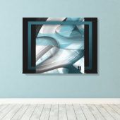 24x18" Trend Abstract Art Leinwand Schwarz Weiß Bl (Insitu (Holzboden))