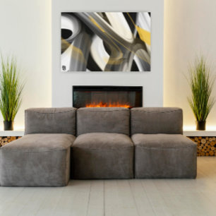 24x18" Trend Abstrakt Kunst Leinwand Schwarz Weiß 