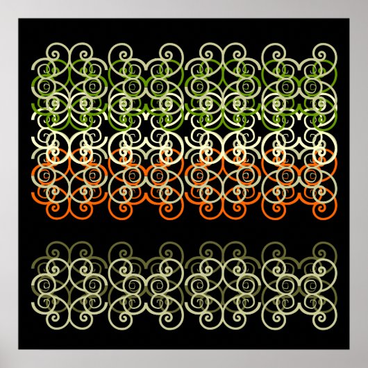 24x24" Schwarz-Orange-Grün, Print Poster (Vorne)